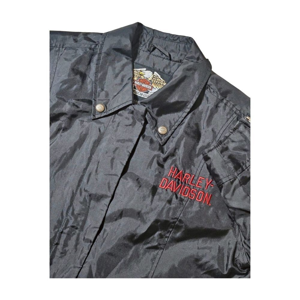 Harley Davidson Riding‎ Jacket Black Nylon Logo Snap & Zip Women's L